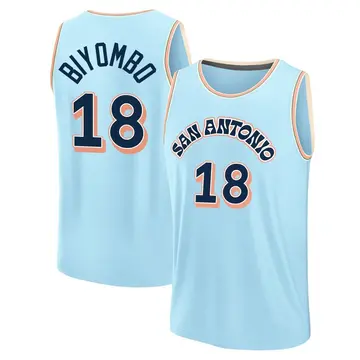 San Antonio Spurs Bismack Biyombo Fanatics 2024/25 City Edition Jersey - Youth Fast Break Light Blue