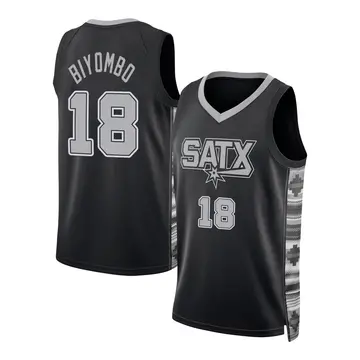 San Antonio Spurs Bismack Biyombo Statement Edition 2022/23 Jersey - Men's Swingman Black